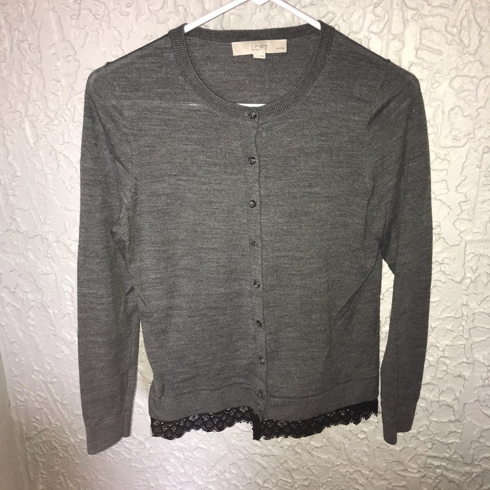 Lace bottom gray cardigan